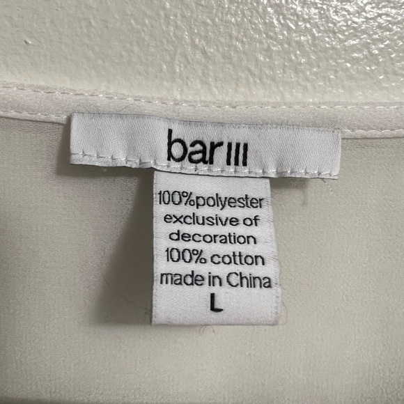 Bar III sheer white blouse with tan crotchet details - Picture 13 of 13